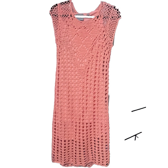 Evolution Open Knit Crochet Midi Dress Sleeveless Resort Beachy Party Sexy SZ S - Picture 1 of 10